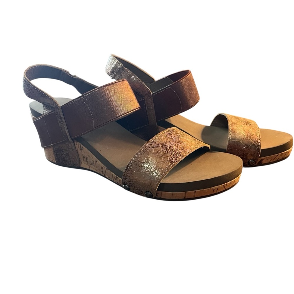 Boutique by Corkys slip on wedge sandals on copper metallic